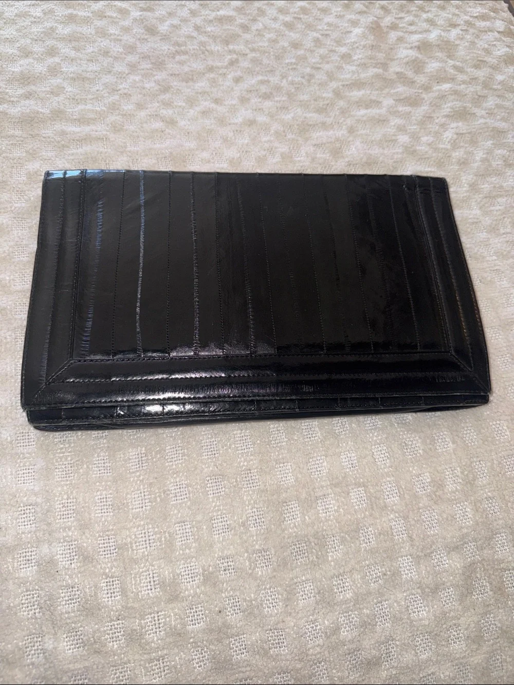 Black Patent Leather Women's Clutch Wallet
